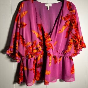 Pink and Red Floral Blouse size XXL Sofia Jeans